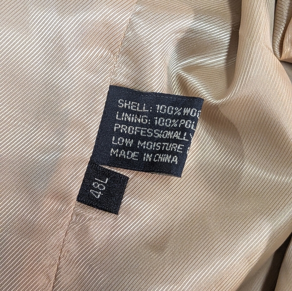 Vintage Wool Golden Mustard Blazer Silk Pocket Square By Rod Lavi. 70s 48L - Picture 3 of 13